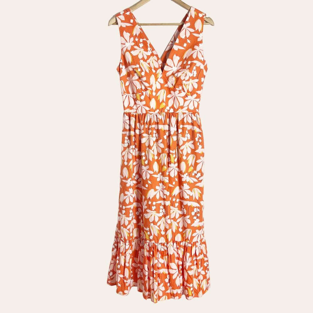 Sachin + Babi Orange Sleeveless Dany Floral Midi Dress Size 6